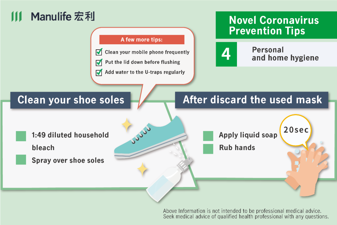Coronavirus protection tips on how to stay safe and hygienic at home during the Novel Coronavirus outbreak in Hong Kong.