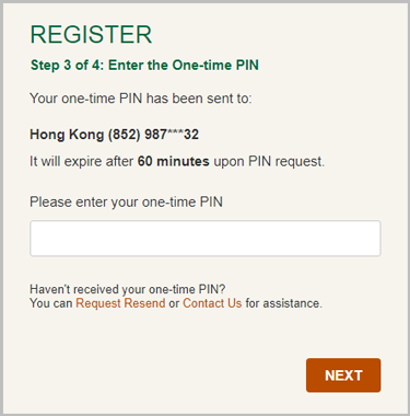 Manulife First Time Login Guide for Personal Customers Step 5 Enter One Time Pin