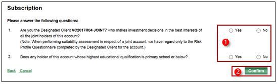 Manulife How to Make a Fund Subscription Step 5 For Joint Account Only Indicate Designated Client