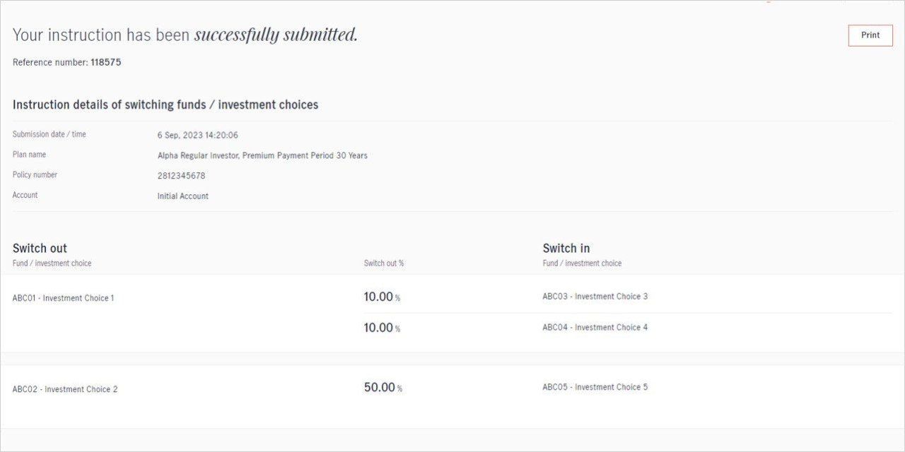 Switching Existing Investment Choices Funds for Alpha Scheme Step 2 Select Switch Type