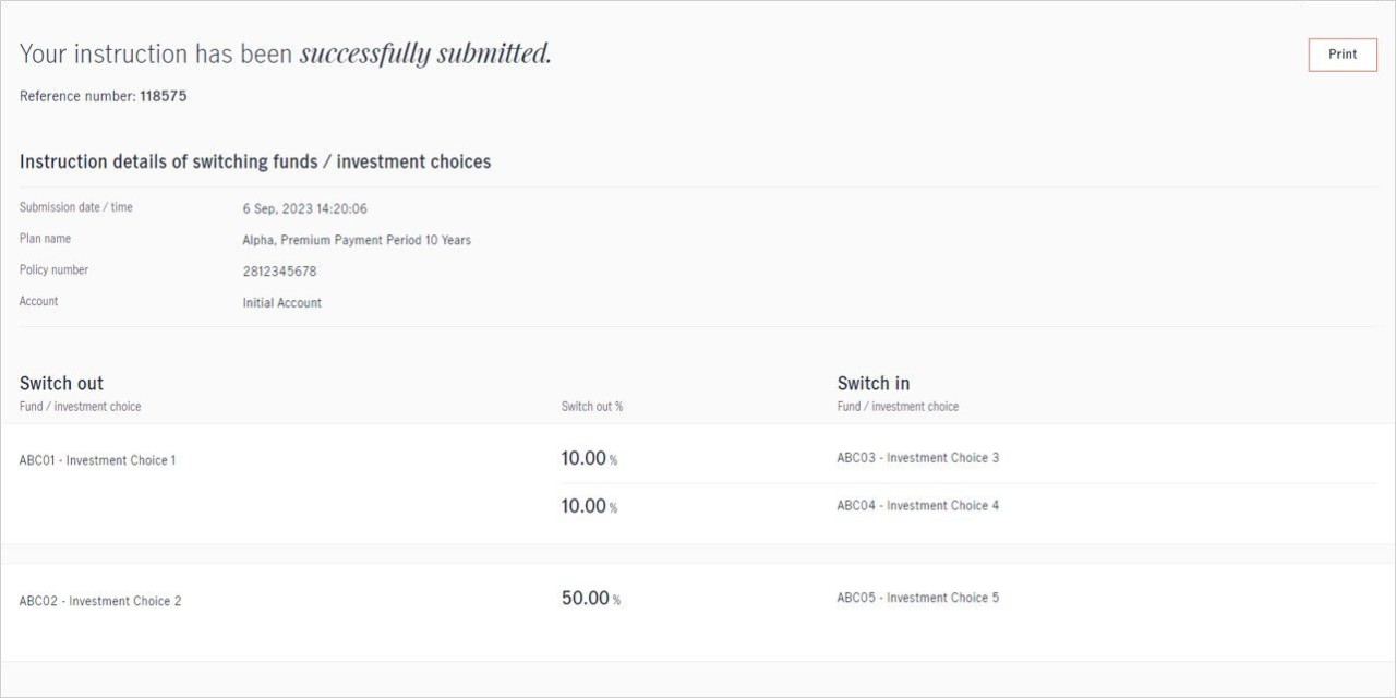 Switching Existing Investment Choices Funds for Alpha Scheme Step 2 Select Switch Type