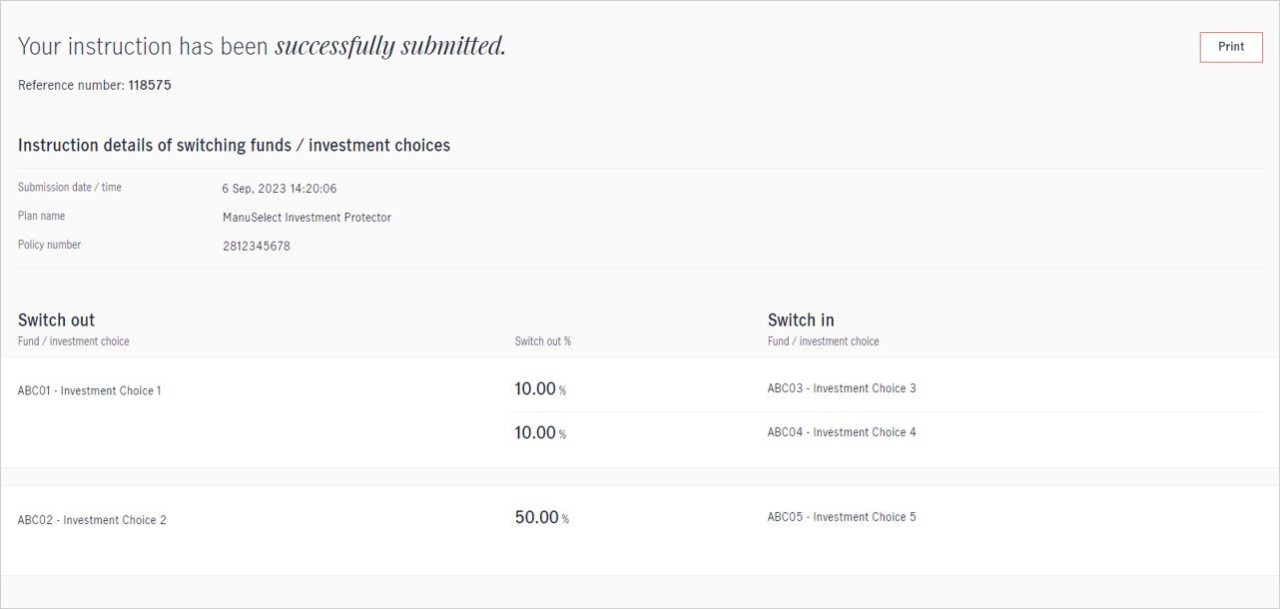 Switching Existing Investment Choices Funds for Alpha Scheme Step 2 Select Switch Type