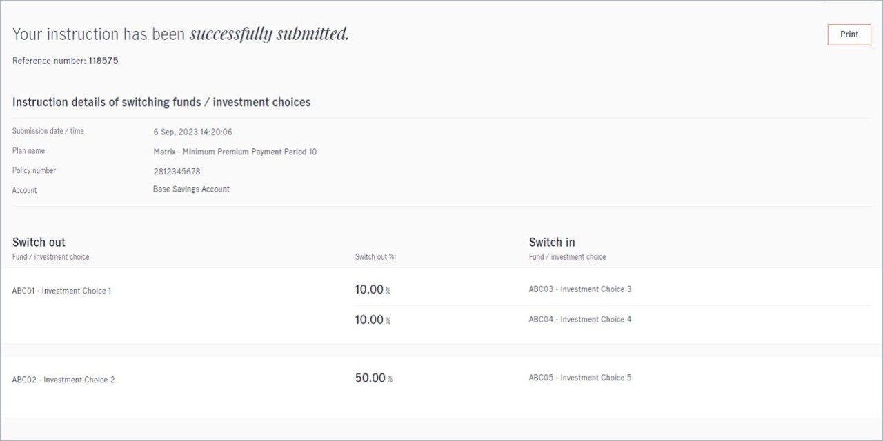 Switching Existing Investment Choices Funds for Alpha Scheme Step 2 Select Switch Type