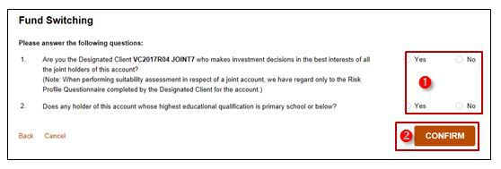 Switching Existing Investment Choice Funds for Mutual Funds and Unit Trusts Step 5 For Joint Account Only Indicate Designated Client