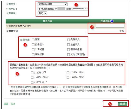 如何認購投資基金互惠基金及單位信託步驟7 選擇付款方法戶口及付款貨幣